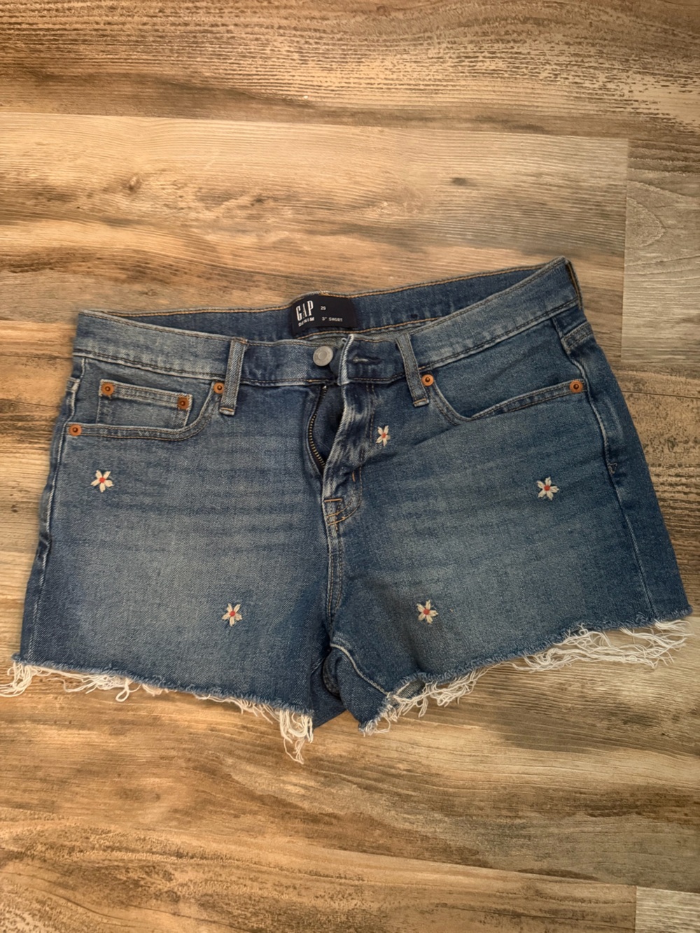 GAP Denim Shorts with White & Orange Floral Embroidery